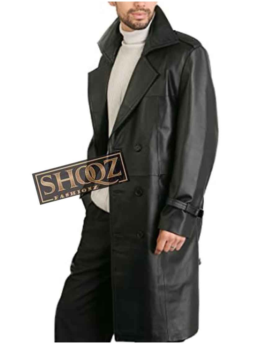 Ocean's Eleven Rusty Ryan (Brad Pitt) Black Leather Treanch Coat